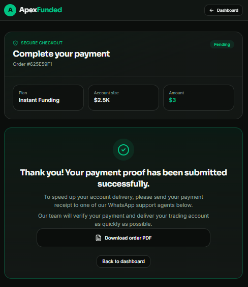 naik_fx's tweet photo. 🚨 WARNING — PLEASE READ BEFORE BUYING FROM @APEXFUNDED5qe 

I purchased the $2.5K Instant Funding account for $3, and I found some serious transparency issues:

• Before purchase, the rules shown were different/limited.
• After purchase, additional rules appeared inside the account, including a 15% consistency rule and a $100–$1,000 payout range.
• The account was not delivered immediately after payment.
• I was instructed to send my payment receipt/order PDF through WhatsApp support for account delivery.
• I could not find this WhatsApp support contact clearly listed on their website/social profile.
This experience raises serious concerns about transparency.
⚠️ I would NOT recommend buying until these rules and the account-delivery process are clearly explained and publicly documented.
Screenshots attached as evidence of what I saw.
@ApexFunded — please clarify why these conditions are not clearly disclosed before purchase.

#PropFirm #Trading #Forex #Crypto #ApexFunded