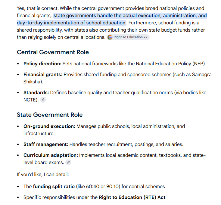 tysonbablu's tweet photo. @testuser3124 @JaipurDialogues You need some braincells to understand it. Policy is about what to study and curriculum. Not about how a school is run. You need basic sense to understand the difference. Most of it is in the hands of the state government. Different states provide different food as per budget. https://t.co/DtW9XgwXRQ