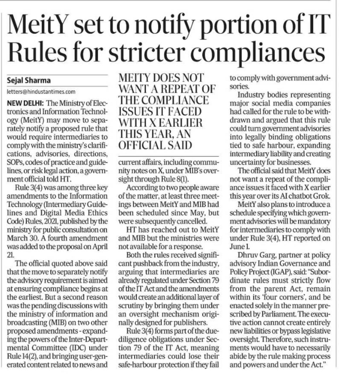 SushantSin's tweet photo. This is draconian and being slipped in under the guise of the rules. The effect is much worse than anything achieved by the press censorship during the official Emergency. https://t.co/1yO0u9ga8F