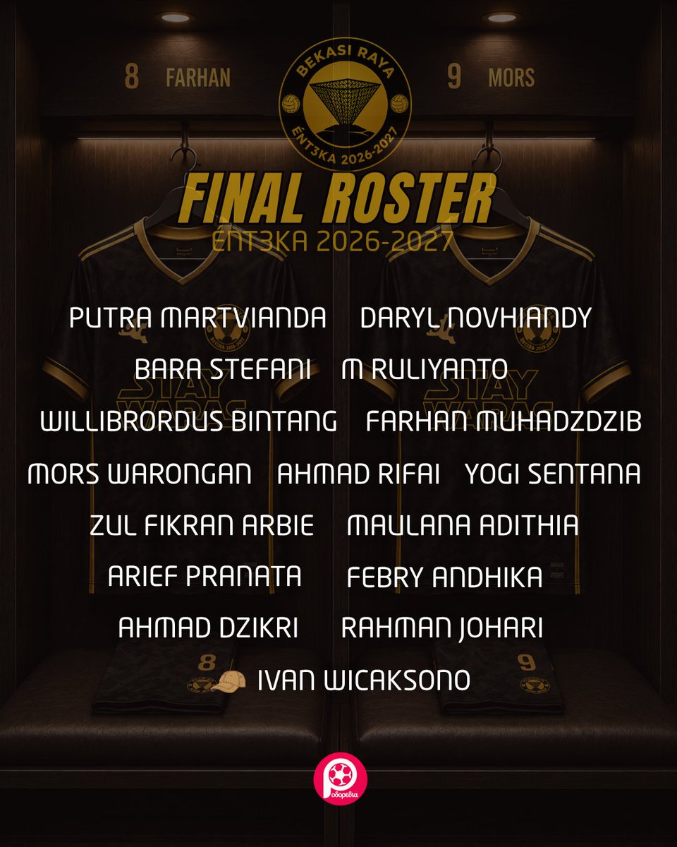 ivanwicaks's tweet photo. 📃Our final 15-man roster for the Ènt3ka 26/27 by @podopedia ! 

@mrtvian @Daryl_RetroPES @Givesfans @ruliyan30 @begalracer @fplajib @wjsmors @ari29_kop @Yogi_Sentana @ArbieZul @maulanadithia @pranata_arief @febryoktadinata @cuvnha @hey_rahman 

Bekasi Raya jaya! jaya! jaya! ✊️ https://t.co/5RZwmY4QRt