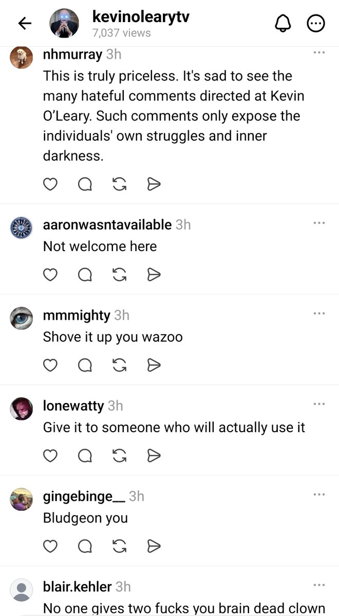 TraceXIII's tweet photo. Just decided to spend more time on X after noticing the general Threads population.

Looking at the different types of people and comments on this exact same post from Kevin O'Leary on Threads vs X says a lot. https://t.co/zwNRtBNvZe
