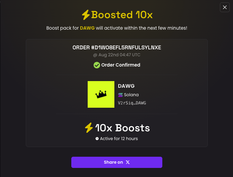 topdawgfun's tweet photo. we've decided to add a 10x boost on Dexscreener ⚡️

$DAWG could change the way we trade https://t.co/FvxID2eZuW