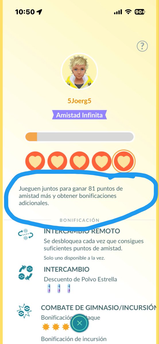 AvatarBlue4's tweet photo. @Cizayox99 Hola 👋🏻!! Ya tengo 3 Amistades Infinitas, pero en 1 el No ha marcado NINGÚN Pokemon para intercambiar 🤦🏼‍♀️pero además para poder hacer otro Intercambio Remoto NECESITAS JUNTAR 87 PUNTOS DE AMISTAD 🤦🏼‍♀️🤬🤦🏼‍♀️🤬y es tardado conseguirlos… si que lo hacen difícil 🤷🏼‍♀️ https://t.co/6aI4ytFxjF