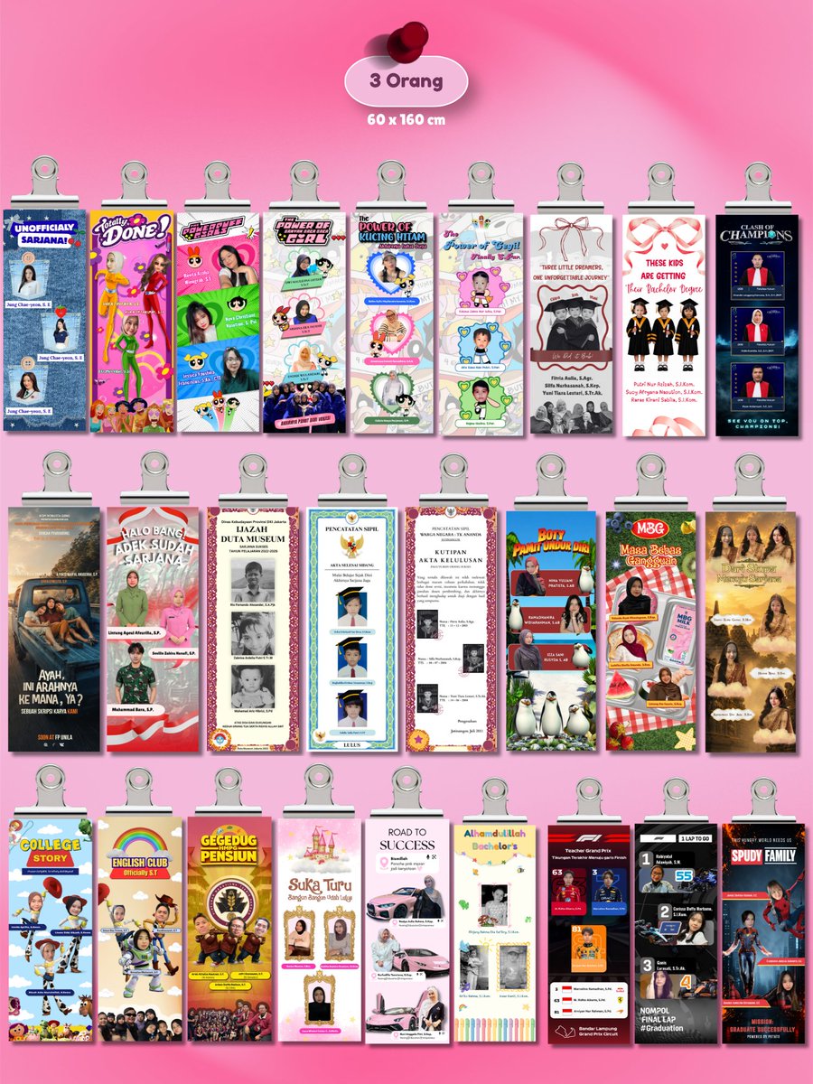 berjasaku's tweet photo. ❗JASA DESAIN BANNER ❗

hi aku open jasa desain banner sidang wisuda
• pengerjaan cepat (sehari jadi, 1,5 jam jadi)
• FASTRESPON
• bisa req desain (WAJIB kirim contoh)
• menerima orderan in rush!!

💰start from 13k !

order by wa link di bio 

#zonauang https://t.co/rGnXpLtwF7