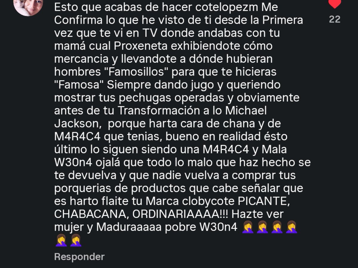 ShaneIlyaHR's tweet photo. el comentario que le dejaron a cote lopez JDKJDKDJDKDK #primerplano #primerplanochv https://t.co/NTMJ1Gmlio