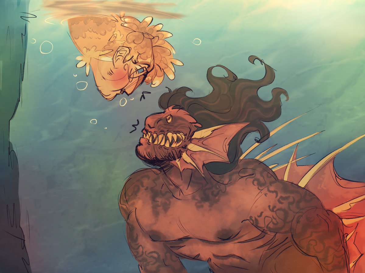 BumbleLovesDuck's tweet photo. These gaybos 
Little fantasy au doodle

I don’t really like Simon’s patterns granted they were  very lazy so ill change it later probably also I used the wrong brush 🥲

Also I might make him green
#bloodymary https://t.co/DJrqPcdLcD