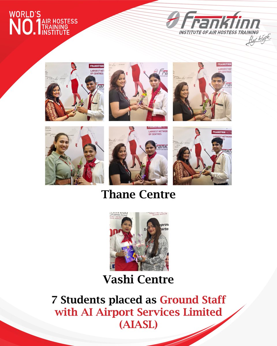 _FlyHigh's tweet photo. Congratulations to our Thane and Vashi Centre students on beginning their professional journey with AI Airport Services Limited (AIASL). Here's to achieving new heights and building a successful future in aviation. ✈️ https://t.co/swMFU9WbFL