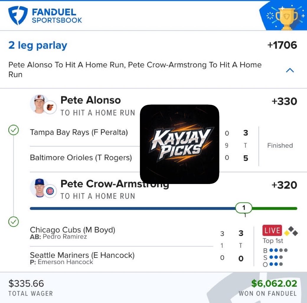 Kayjay425154's tweet photo. 🔥 VIP PLAY — CASHED WITH EASE! ✅💰

Another successful result for the VIP members! 🔒🔥 This one came through smoothly from start to finish, delivering a sweat-free cash and another winning ticket for the community.

The work continues behind the scenes with careful research, disciplined analysis, and a focus on finding quality opportunities. We stay locked in, stay consistent, and keep putting our members in position to succeed. 📈💯

Another VIP play. Another WIN. Another one in the books! 🏆🔥

Stay tuned for the next selection — we’re just getting started! 🚀 join discord link in bio and follow to get all my picks 

#MLB #POTD #prizepicks #underdog #SportsPicks #GamblingTwitter