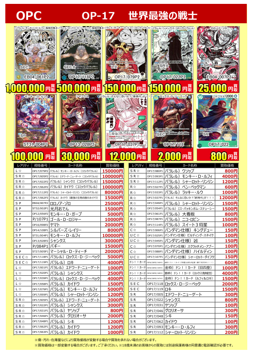 furu1_AMtoki's tweet photo. ＃ワンピースカードゲーム　最新弾
＃世界最強の戦士　買取告知です。

＃モンキー・D・ルフィ　コミパラ
1⃣5⃣0⃣0⃣0⃣0⃣円買取

など高価買取中‼️

お持ち込みお待ちしております。

＃ふるいち　＃イオンモール土岐 https://t.co/MlUhLwZG23