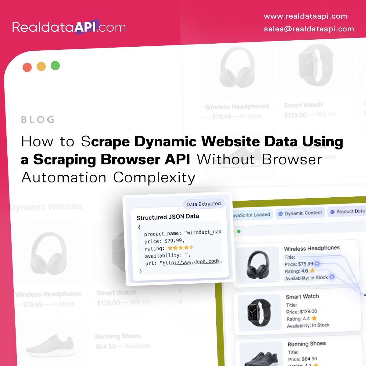 realdatascrape's tweet photo. π Scrape Dynamic Websites with a Browser API
Extract JavaScript-rendered and dynamic web data with a browser-based scraping API.
π https://t.co/XwkT2quQJp
#DynamicWebScraping #BrowserAPI #WebScrapingAPI #JavaScriptScraping #WebDataExtraction #RealDataAPI https://t.co/t2rvAYMX6N