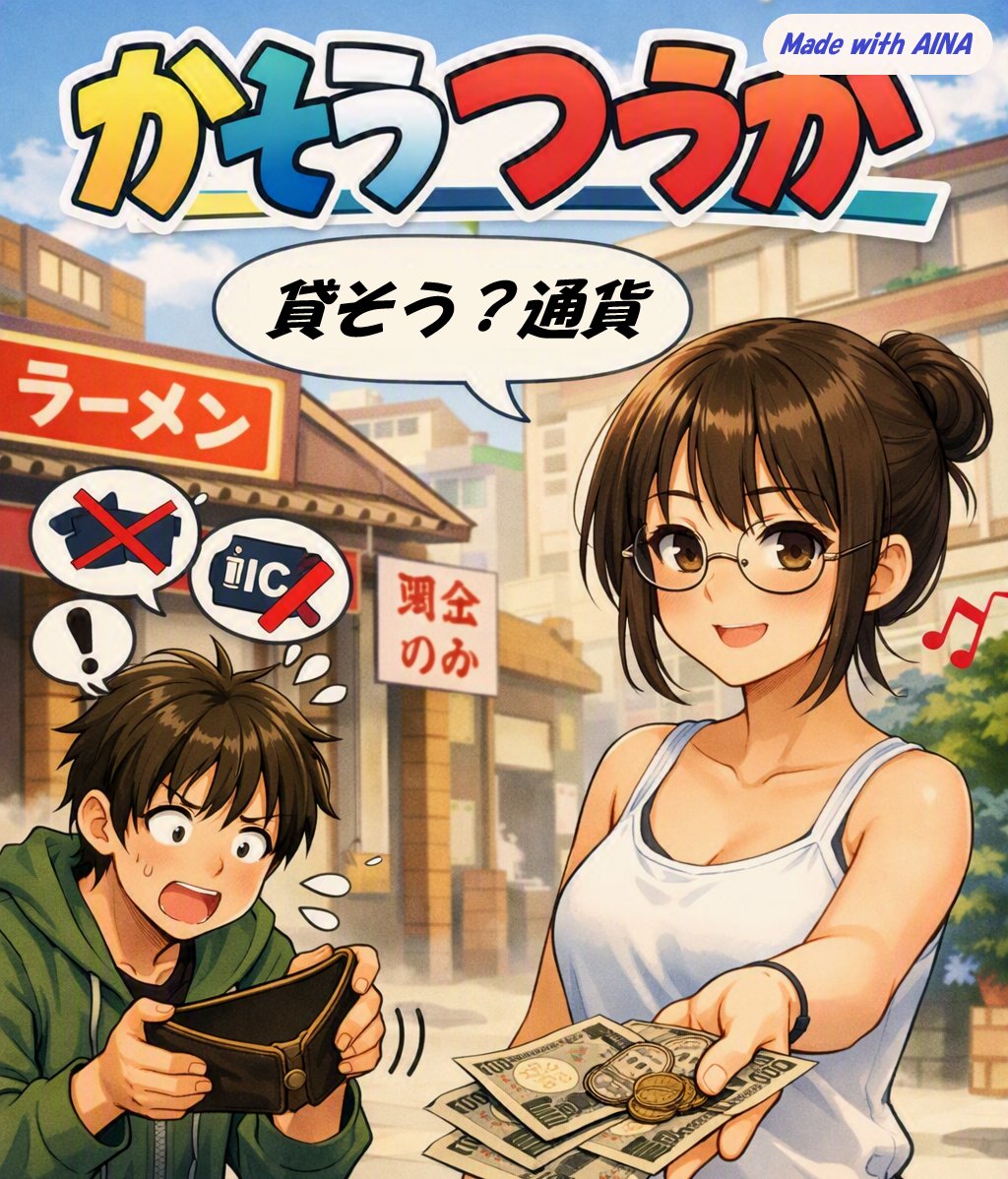InchkeyCyber's tweet photo. 【かそうつうか】かそうつうか
電子マネーをメインで使用している者が、電子マネーが使えない場所でしかも手持ちの現金が無い窮地に陥った際に、心優しい仲間にかけられる言葉…
「貸そう？通貨」

#インチキサイバー用語集
#仮想通貨 https://t.co/VwZXFkViim