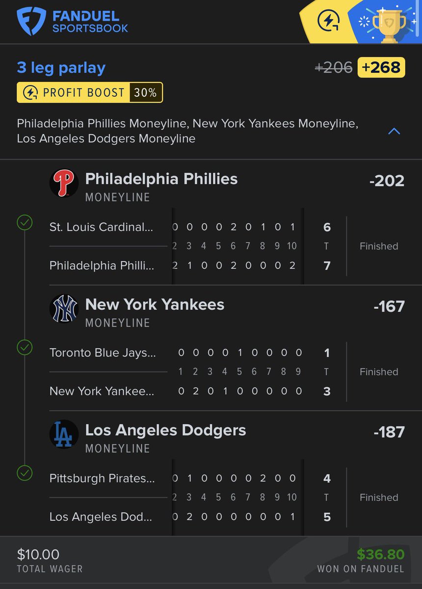 DailyWolfLocks's tweet photo. 🔥 LADDER DAY 1 = CASHED 🔥

The Wolf starts the ladder with a 3-leg sweep! 🐺💰

⚾ Phillies ML ✅ — battled into extra innings and came through with the WIN
⚾ Yankees ML ✅ — played great and got it done
⚾ Dodgers ML ✅ — another extra-inning battle, another WIN

$10 → $36.80 💵

Day 1 is officially complete. Day 2 loading… 🐺

#DailyWolfLocks #LadderChallenge #MLB #SportsBetting #MLBPicks #Baseball #BettingTwitter