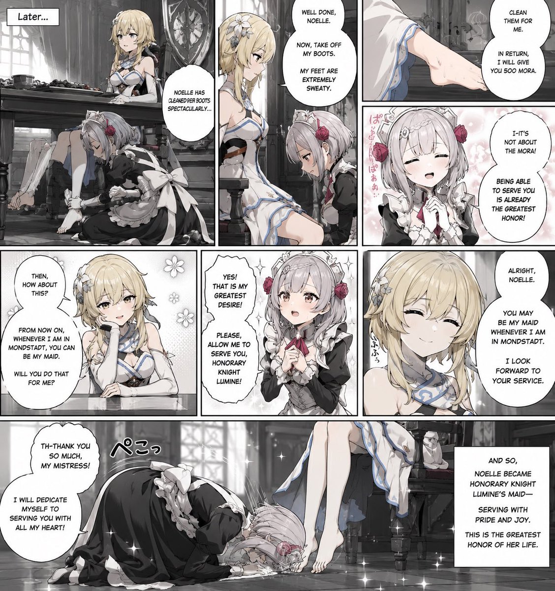 Madara_Chill's tweet photo. Lumine and her maid Noelle https://t.co/KJ2d0c6XTx