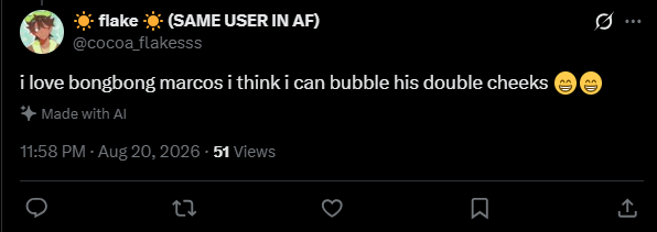 ulymonCEO's tweet photo. @cocoa_flakesss this is so random but why does it say it was made with ai IM CRYING https://t.co/WK6kQS8PMy