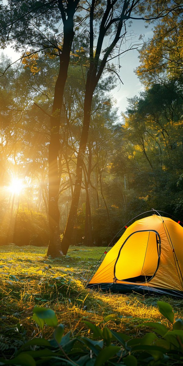 afriday6's tweet photo. Woke up to golden sunlight filtering through pine trees u0026 the soft chirp of birds—this cozy backcountry camping spot is my little escape from city chaos. https://t.co/Y6Aj8CRudF