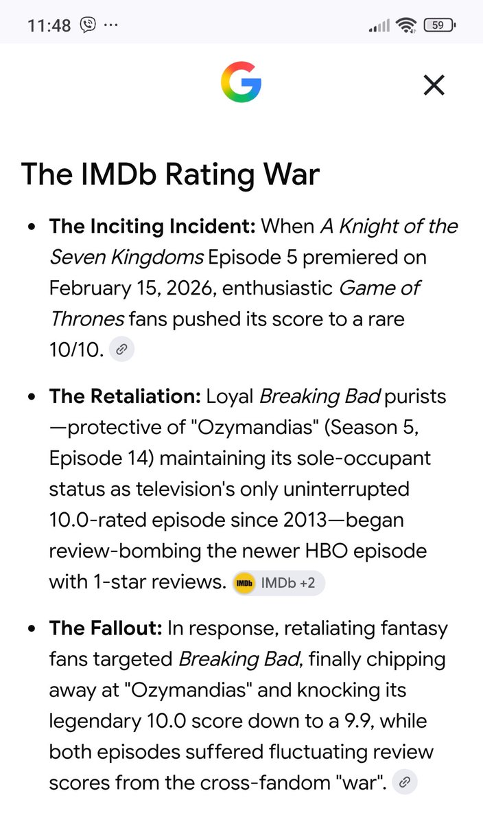 KoBe7vrr's tweet photo. @orraulq Down voting is so stupid cuz what makes people think their favorite show won't get down voted back? It's like that whole situation with breaking bad fans and a knight of the seven kingdoms fans https://t.co/xX2WhzU1LY