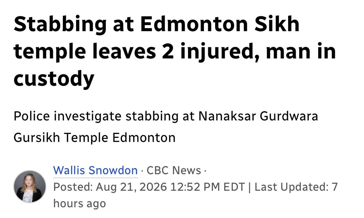 AidanSimardone's tweet photo. Two people stabbed at a house of worship. But not a peep from Canada’s columnists, because it doesn’t support the Zionist narrative https://t.co/QG6kZZHqkG