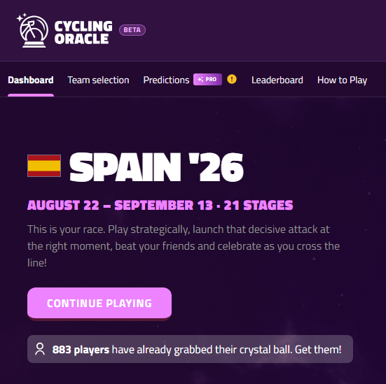 ZoerCyclingStat's tweet photo. The Vuelta starts soon… and you can still join the WielerOrakel Fantasy Game for FREE!

Deadline: 16:15 today.

Beat your friends, beat the algorithm, win that Crystal Ball 🔮

Jump in now: https://t.co/LZKt221ng4 https://t.co/SSvY5o1Cyh