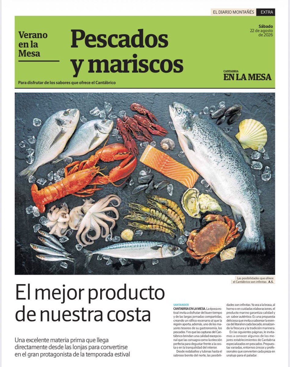 ElDiario_CEM's tweet photo. Buenos días. Portada de hoy del suplemento de #gastronomía y #agroalimentación de @dmontanes https://t.co/YNciZvVANS #Cantabria #saborenCantabria @sabeanorte @cant_infinita #cantabriaturismo #cantabriainfinita #CantabriaApetece https://t.co/jlfMqRxf0Y