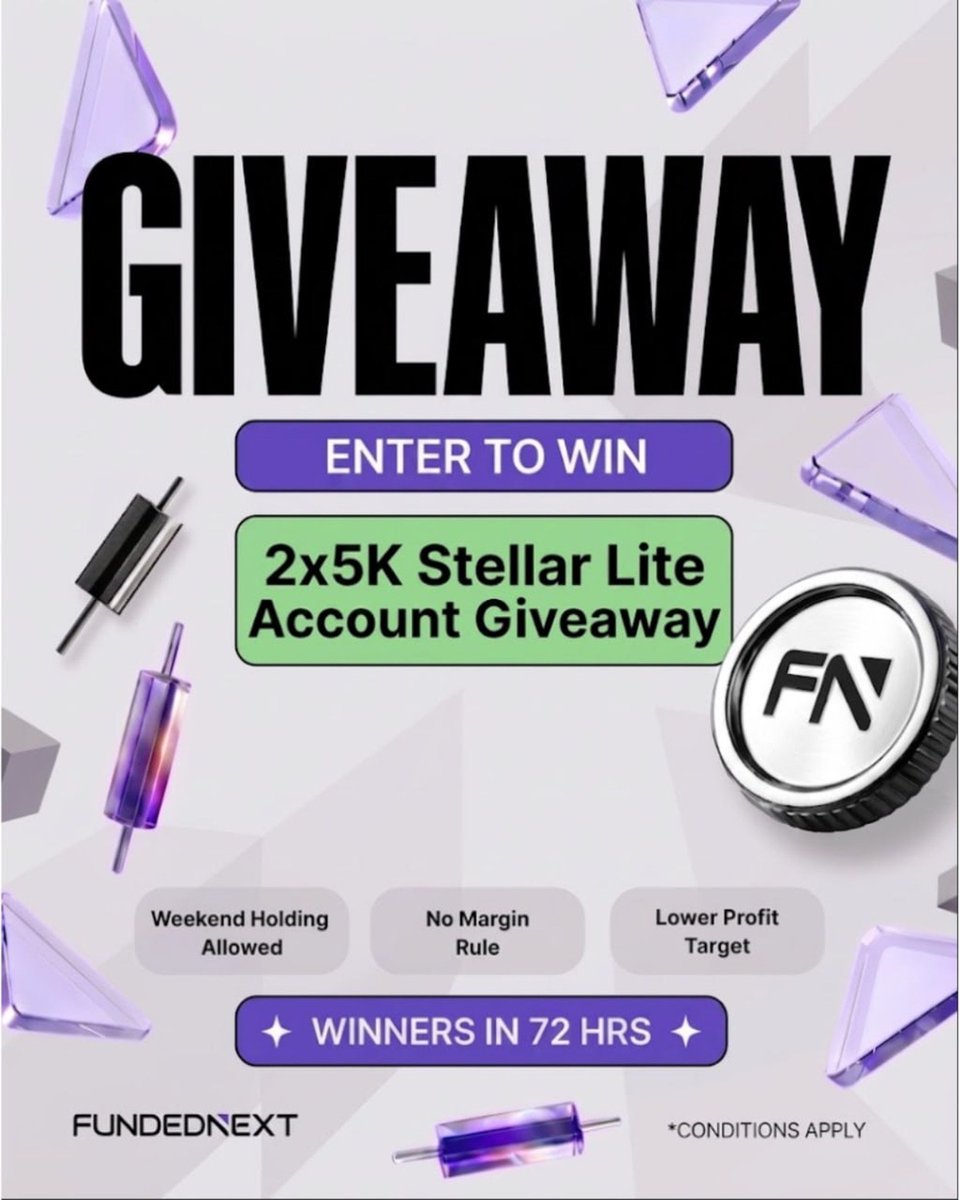 PropTradingHQ's tweet photo. 🎉 GIVEAWAY TIME! 🎉
2× $5K Stellar Lite Giveaway 🚀

To qualify for this giveaway, complete all the steps below:

✅ Follow and tag: @FundedNext, @Galib_FN, @Flynnn_FN, @Aeroonfx and @PropTradingHQ
✅ Like and repost.
✅ Comment on the giveaway post, sharing what you love most about FundedNext.
✅Join telegram: https://t.co/VxWuZj4qeZ

Also follow @Angel_Onyibe
@jekzcharlez
📅 Winners will be announced in 5 days.

🍀 Good luck, everyone!