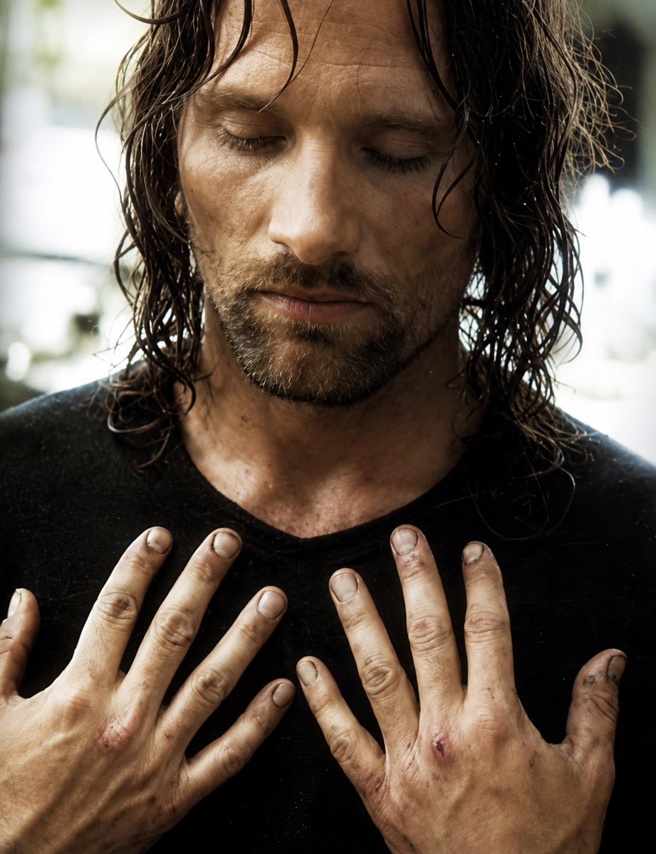 ToIkienverse's tweet photo. Viggo Mortensen se metió tanto en el personaje que, durante una conversación, Peter Jackson se refirió a él como “Aragorn” durante más de media hora, sin que ninguno de los dos se diera cuenta.

Estaba tan metido en el personaje que llevaba consigo la espada, se implicaba muchísimo en el entrenamiento y en las escenas de acción y adoptaba una actitud muy metida en el personaje.

Mortensen llegó a última hora al rodaje sustituyendo a un actor previo a él que iba a hacer de Aragorn pero eso no le impidió llegar a implicarse tanto durante el rodaje que prácticamente se convirtió en Aragorn también fuera de las cámaras. Es de esas historias que te hacen ver hasta qué punto se tomaba el papel en serio.

Según sus propias palabras: «me perdí completamente en el papel». 

Y decía que él y Aragorn encajaban porque ambos disfrutaban de la soledad y de caminar por bosques y montañas.