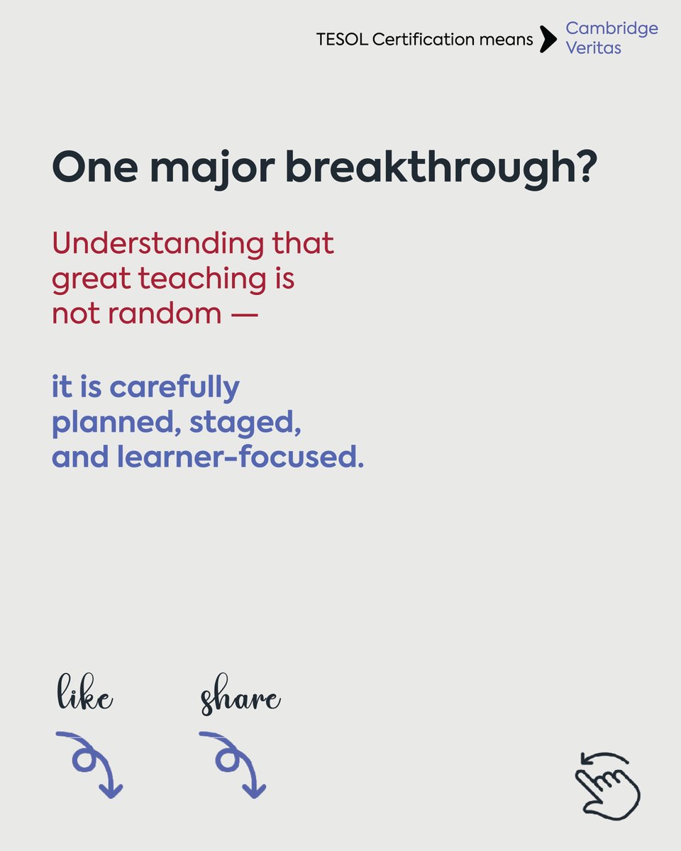 CVPerspective's tweet photo. She was already a good teacher… but didn’t know *why* it worked.
TESOL gave Jasbir Ried clarity—every lesson, every activity, every moment now has a purpose
From guessing to structured teaching, from instinct to strategy—this is a real upgrade.
DM “CVTE” to start your journey https://t.co/Ppuj232czy