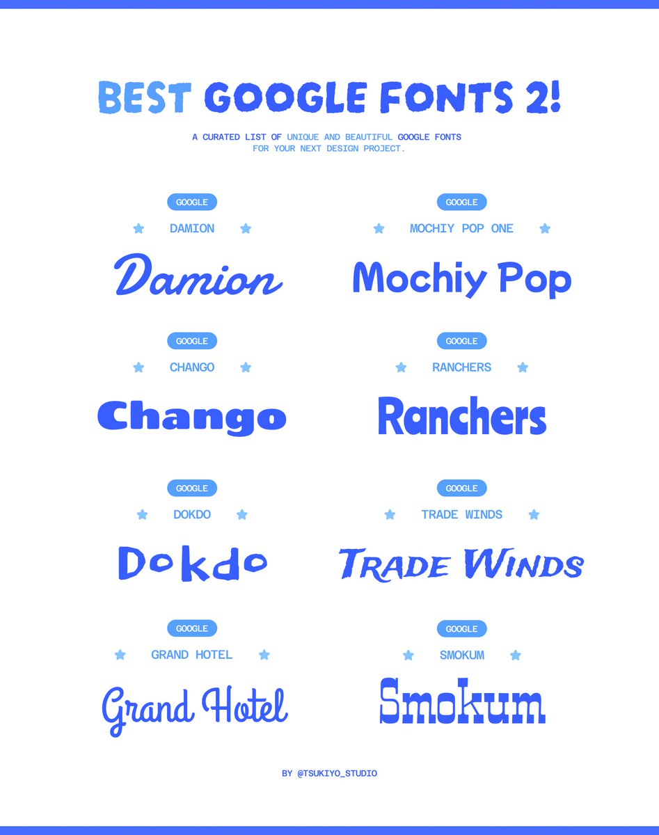 Tsukiyo_studio's tweet photo. ☁️ Best of Google fonts Suggestions Part 2! https://t.co/H5AhulKm6O