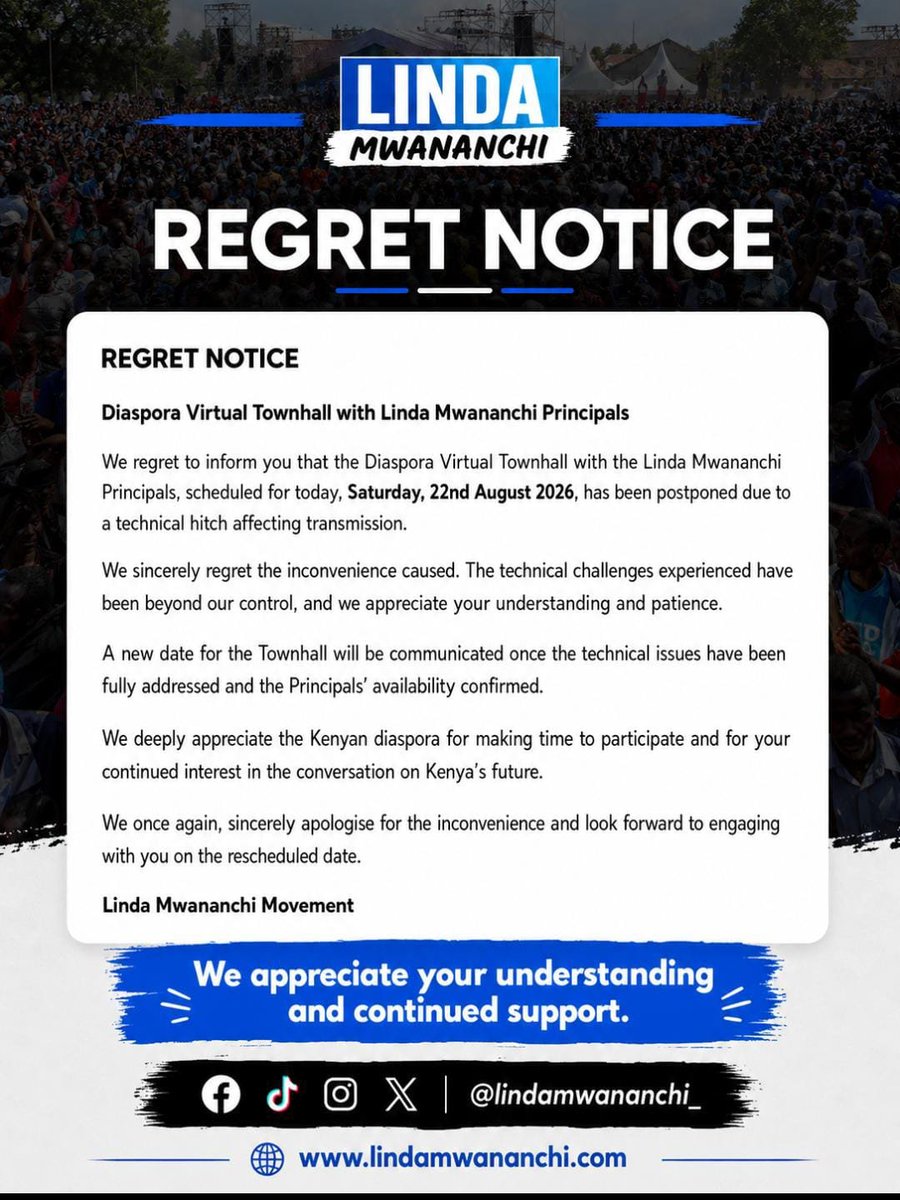 abbiezuena's tweet photo. Dear Diaspora Community,

Unfortunately, we would like to inform you that the Diaspora engagement has been postponed to a later date to be communicated. We sincerely apologize for any inconvenience caused and kindly ask for your understanding and patience.

Thank you for your continued support.