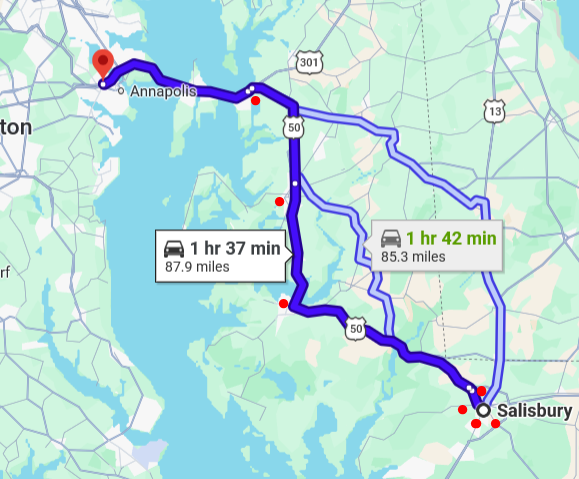 RoguePOTUSStaff's tweet photo. This is the route that ICE agents took yesterday while their prisoner with a broken neck was bleeding profusely. The red dots are hospitals with ERs.

They were hoping he would just die. https://t.co/lm7dijfXBx