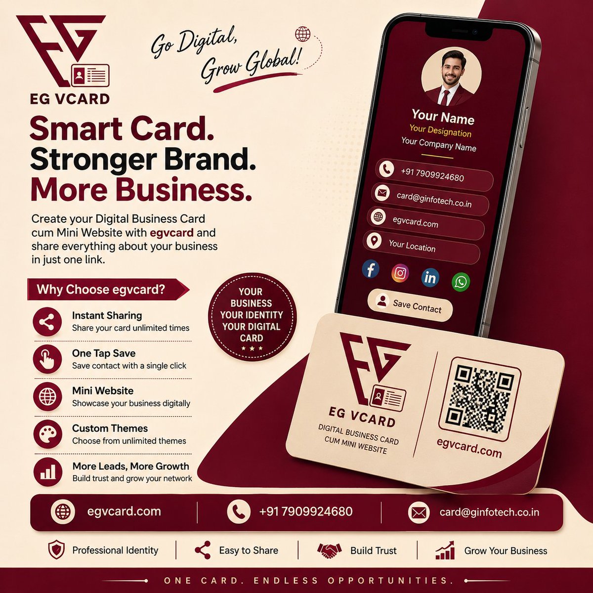 egvcard's tweet photo. Your Business. One Smart Card.

Go digital with egvcard — your Digital Business Card &amp; Mini Website in one powerful link.
🌐 https://t.co/T1tkC3dh2m
📞 +91 7909924680
✉️ card@ginfotech.co.in https://t.co/vZ9NH4piba