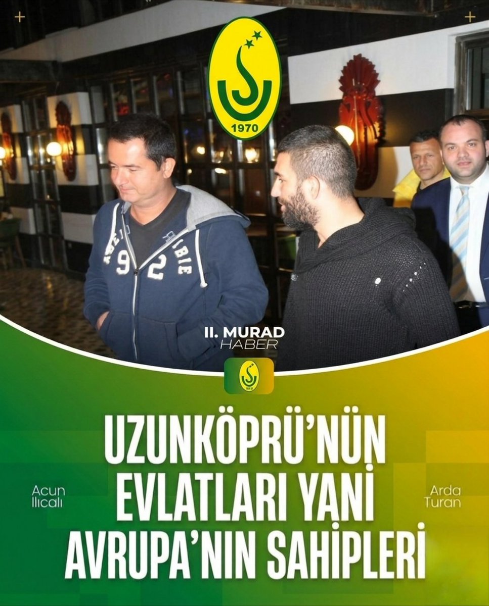 II_MuradHaber's tweet photo. 🇹🇷🇪🇺 Avrupa’da Türk futbolunun en zirve iki ismi de Uzunköprü toprağından!

​İngiltere’de Hull City’nin sahibi Acun Ilıcalı Uzunköprü doğumlu, Shakhtar Donetsk teknik direktörü Arda Turan'ın ailesi ise Havsa ve Uzunköprülü! 🫡 https://t.co/a44Q6cZ41o