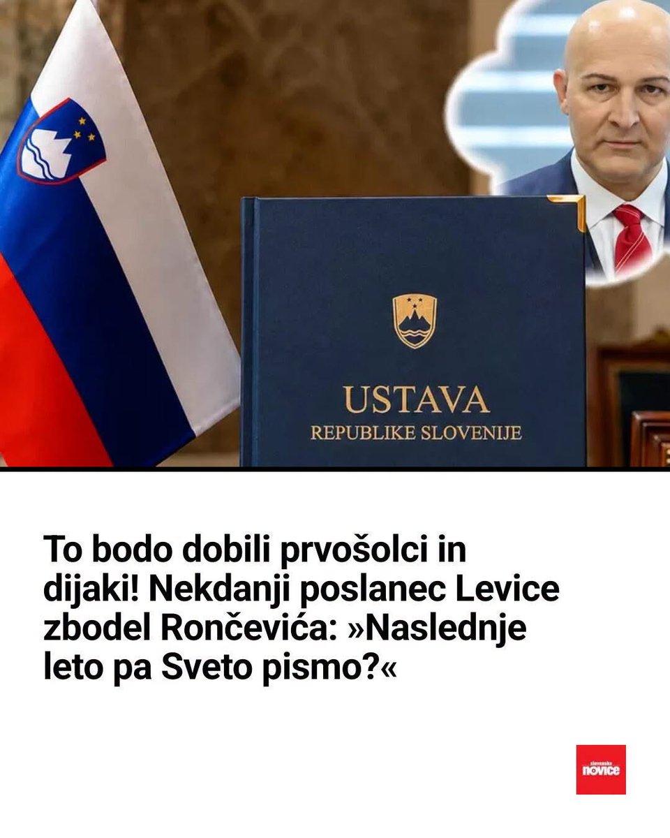 indijanec's tweet photo. Redko kje naletis v demokraticnih drzavah na politika, ki ga moti ustava kot darilo. Vsekakor bi bilo dobrodoslo, da bi vec ljudi poznalo Ustavo. Za moj okus bi pa prvosolcem raje dal slikanico o ustavi, ker bi bila bolj prilagojena njim, saj si tezko predstavljal, da bi jo brali prvosolcki. Mogoce pa jih bodo starsi. Vsekakor bo sedaj vec ljudi inrlo bazicni dokument o demokraticni ureditvi Slovenije v svojem domu