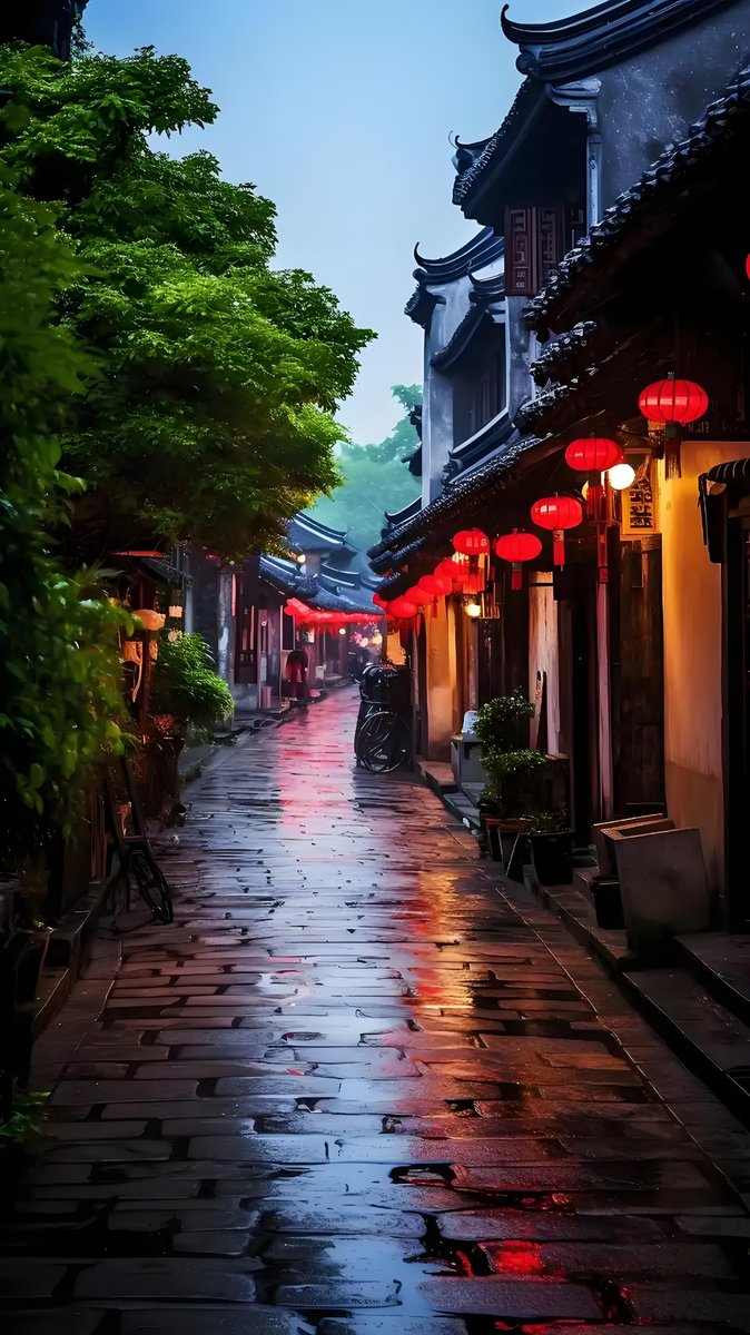 rosevib17's tweet photo. Rainy evening, the old alley's neon sign flickers gently, and a bicycle leans quietly by the wall. That's the quiet warmth caught on the street today.， https://t.co/zfuinLWaqW