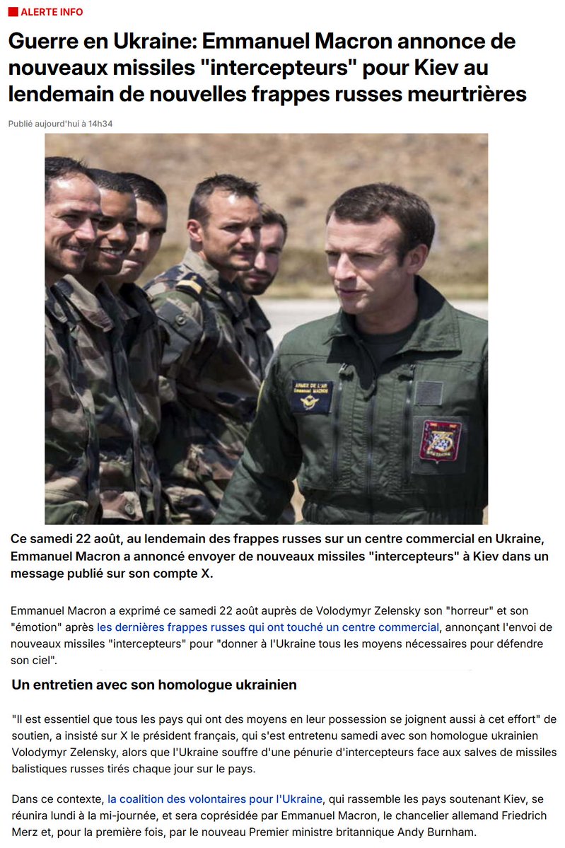 FrenchCarcan's tweet photo. 🔴 Macron continue d'inonder Zelensky de l'argent des Français

💰 Le coût total des dons et de l’aide de la France à l’Ukraine sous @EmmanuelMacron (depuis février 2022) est estimé à 10 milliards d’euros en bilatéral et autour de 24 milliards d’euros si l’on inclut la part française des aides de l’Union européenne. 

✅ Selon le rapport annuel du ministère des Armées au Parlement (consulté par @LesEchos, le total des dons s'élève à 8,6 milliards d’euros (du 24 février 2022 au 31 décembre 2024). Soutien militaire direct (cessions de matériel, acheminement, maintien en condition opérationnelle, formation des soldats ukrainiens, munitions) : 5,9 Md€.

- Fonds bilatéral de soutien à l’Ukraine (permettant des achats auprès d’industriels français) : 0,4 Md€.

- Contribution française à la Facilité européenne pour la paix (FEP, qui rembourse en partie les livraisons d’armes des États membres) : 2,3 Md€ (part française d’environ 18 %).

- L’aide humanitaire bilatérale française s’élève à plus de 470 millions d’euros (jusqu’à mi-2026).