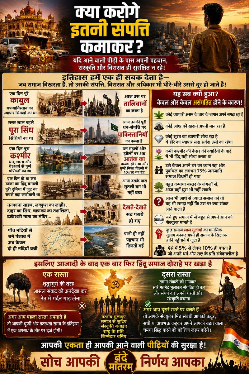 dilipatil's tweet photo. क्या करोगे इतनी संपत्ति कमाकर? 

काबुल(अफगानिस्तान)का व्यापार सिक्खोंका था,आज उसपर तालिबानोंका कब्ज़ा है

70साल पहले सिंध सिंधियोंका था आज उनकी पूरी धन संपत्तिपर पाकिस्तानियोंका कब्ज़ा है 

कश्मीर धनधान्य ऐश्वर्यसे पूर्ण पण्डितोंका था,महलों/झीलोंपर अब आतंकका कब्ज़ा होगया
😡🔥🚩1 https://t.co/Bj3AqUsxQt