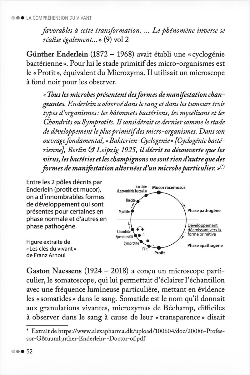 FauBrigitte's tweet photo. Le polymorphisme désigne la capacité d'une entité, d'une fonction ou d'un objet à se présenter sous plusieurs formes ou à réagir différemment selon le contexte.
Je parle là de polymorphisme "microbien"  selon un certain nombre de chercheurs. 
Cela suppose un "germe" interne, (appelé "protit" pour Enderlein, "somatide" pour Naessens, "microzyma" pour Béchamp) qui en fonction du milieu prendre des formes différentes.
Le sujet est vaste et nécessite avant tout rejet systémique d'approfondir.
Je soulève pas mal de questions (dans mon livre en particulier) afin que les scientifiques observent sous un autre angle. Ils utilisent des méthodes déduites d'une forme de penser, mais n'y aurait-il pas d'autres angles de vue.
Difficile d'intervenir sans comprendre les échanges précédents dans lesquels je présente une publication de 2013 qui montre des granulations du vitellus, (seules au tout début du développement de l'embryon selon Béchamp), qui auto-assemblent l'ADN.
Pourquoi ces "germes" en début de vie, alors qu'ils sont à l'origine de tout dans les organismes vivant, ne produiraient-ils pas des Arn du microbiome interne en fonction du milieu ? 
Les critères d'analyses génétiques sont figés à un temps t et suivant des critères de genre et d'espèce alors que le vivant est changement.

Voici une autre publication de 2003 qui cette fois explique que les nano-bactéries ont en réalité des caractéristiques multiples (bactérie, virus, prion, champignon) https://t.co/y9658kPhe3
Tout dépend donc de la façon dont on utilise les techniques.