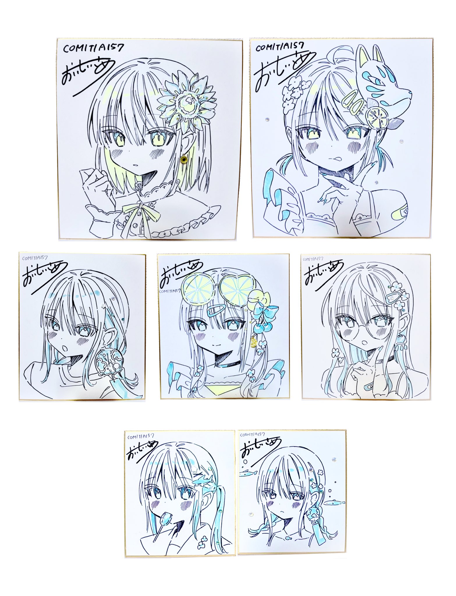 おいしいさめ 直筆イラスト色紙 C107 おいしいさめ 直筆イラスト色紙 C107