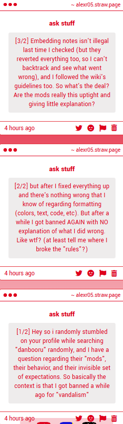 _alexr05's tweet photo. (2/?) reposting Strawpage Danbooru gimmicks from old acc incase some1 asks a question I already answered (full in alt text)  

1. they can be, mainly blue members
2. image attached
3. yes, it's broken now
4. same kinda https://t.co/rTER5OxpwC