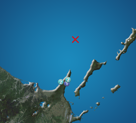 wni_jp's tweet photo. 【地震情報】
8月22日 17:37 震度2
震源：オホーツク海南部 M4.1 深さ約10km
この地震による津波の心配はありません。
https://t.co/V8Cx7gtTdH https://t.co/CLUzHCotZj