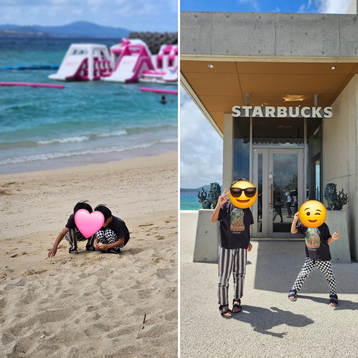 8tomo3ito's tweet photo. 今日は｢日本で最も海に近いスタバ｣に行って親は日陰でコーヒー、子供たちは太陽の元で貝殻集め🌊
PACIFIC SURF CAFEでハンバーガーを食べ(接客してくれたお姉さんが最高だった🫶🏻)
名護城址公園の桜橋を渡り、そのまま公園で1時間くらい遊ばせて帰宅。

炎天下の中、子供の体力えげつねぇ〜ってなった https://t.co/w39Gtt3Q95