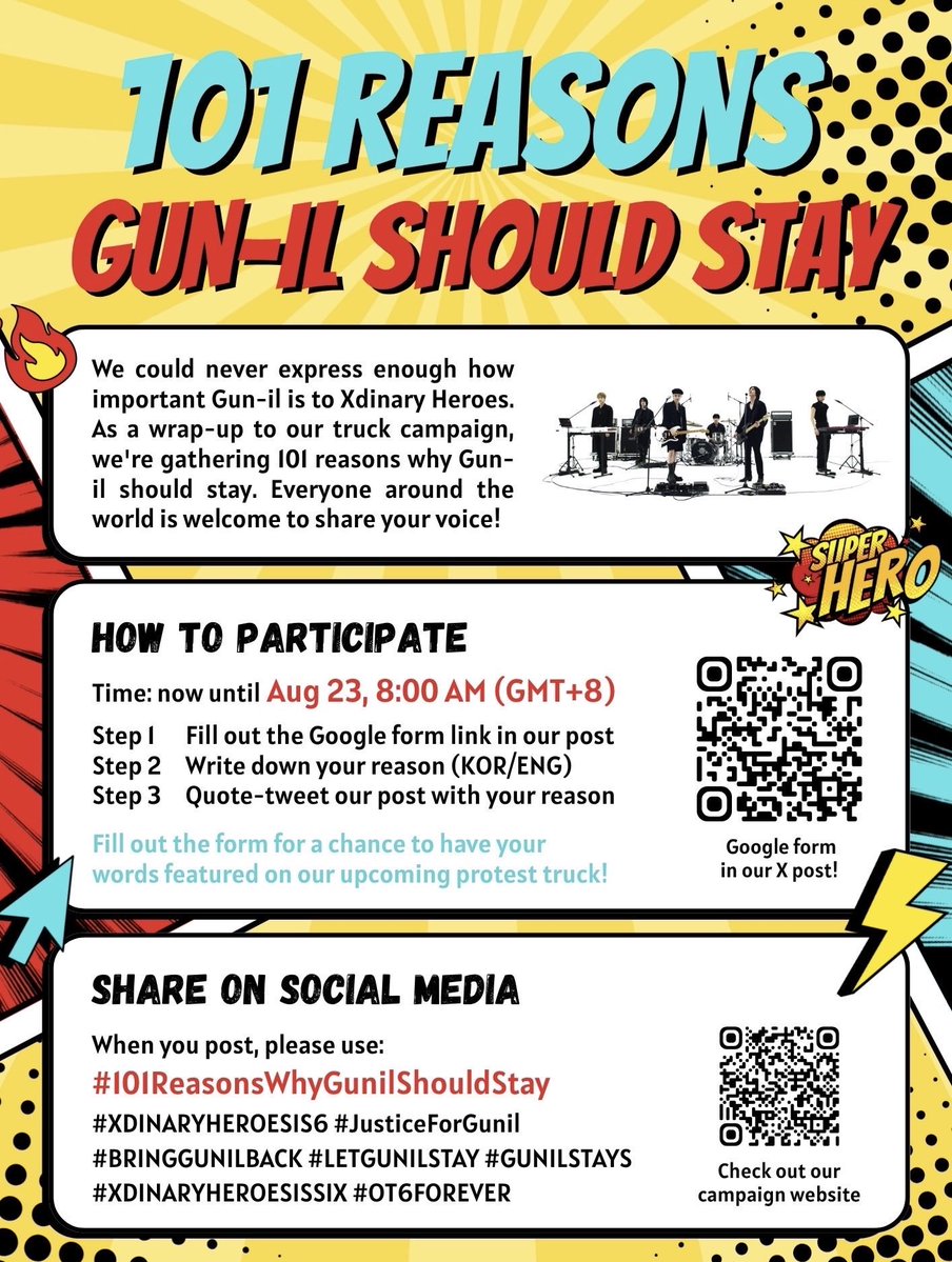 odatde's tweet photo. VILLAINS, WE NEED YOUR VOICE!!
We need #101ReasonsWhyGunilShouldStay and show why XH needs their leader! Your input is really important for the truck project ๐
๐ Submit here! https://t.co/qJKrI5HwqI
#XDINARYHEROESIS6 #JusticeForGunil #BRINGGUNILBACK #LETGUNILSTAY https://t.co/sglaRiNcui