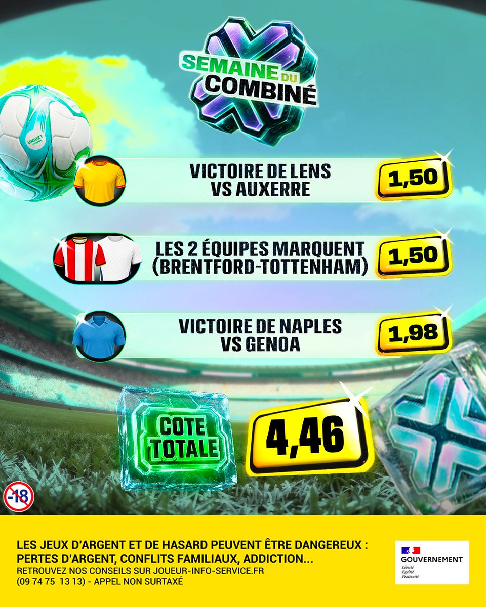 UnibetFrance's tweet photo. Au tour du CM de proposer son combi 🧙‍♂️

5 x 20€ de Freebets si ça passe, 5x40€ si ça ne passe pas 🎁

💚 RT/Follow @UnibetFrance pour participer + un coucou au CM 
🤝 TAS demain https://t.co/O6jI5lugo4
