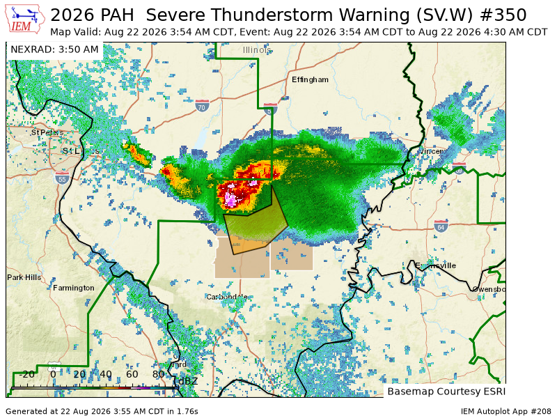 TriStateAlert's tweet photo. PAH issues Severe Thunderstorm Warning [wind: 60 MPH (RADAR INDICATED), hail: 1.00 IN (RADAR INDICATED)] for Franklin, Hamilton, Jefferson, Wayne [IL] till 4:30 AM CDT https://t.co/BW2o93D8HX https://t.co/g3ctY8qAT4
