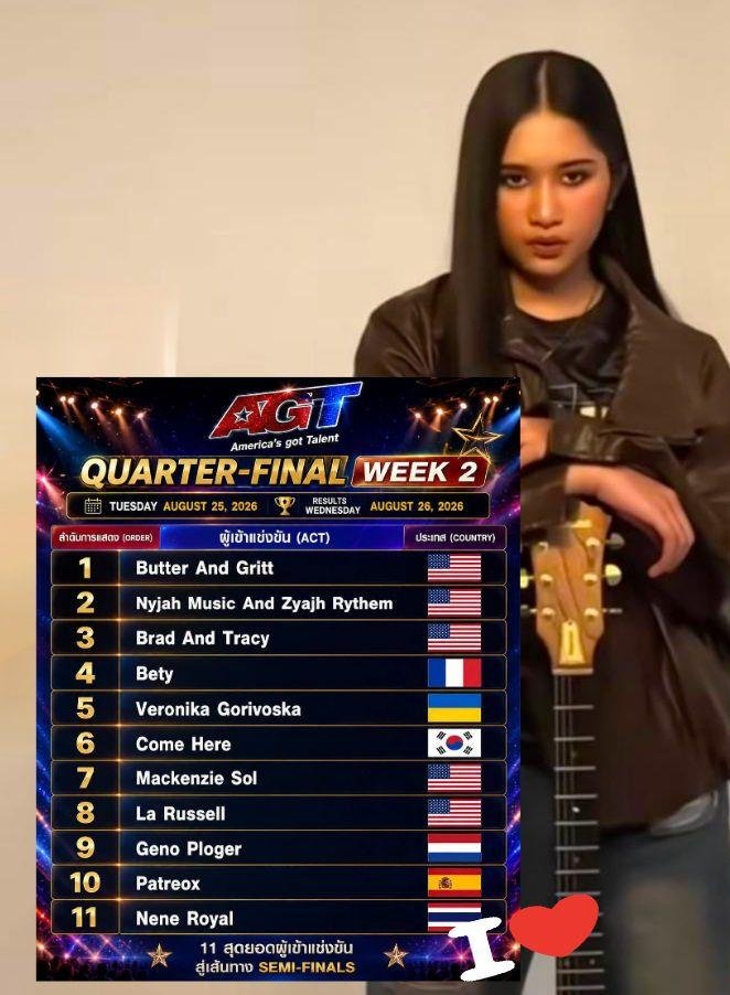 Pk65186060's tweet photo. น้องเนเน่ คว้าคิวทองโชว์ปิดท้าย⭐ week2. แสดง AGT/ Live Shows มาแล้วจ้า Nene บอกได้เป็นคิวสุดท้าย คนที่ 11 รอบ Quarter final ในวันที่ 25สค.เวลาอเมริกา ตรงกับช่องทรูของไทย เช้าวัน26 #AGT #LiveShows #Nene #NENEROYAL #เนเน่ https://t.co/R7XWrNTamr
