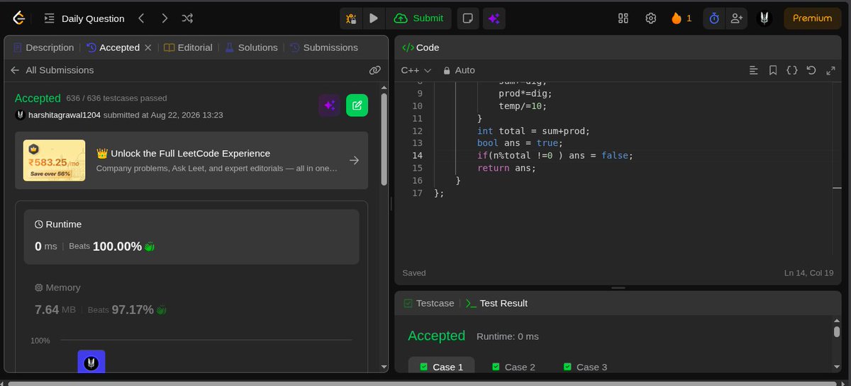 HarshitAgr1204's tweet photo. Day 10/100
#100DaysOfCode

LC POTD : DONE https://t.co/LieOsMMjZf
