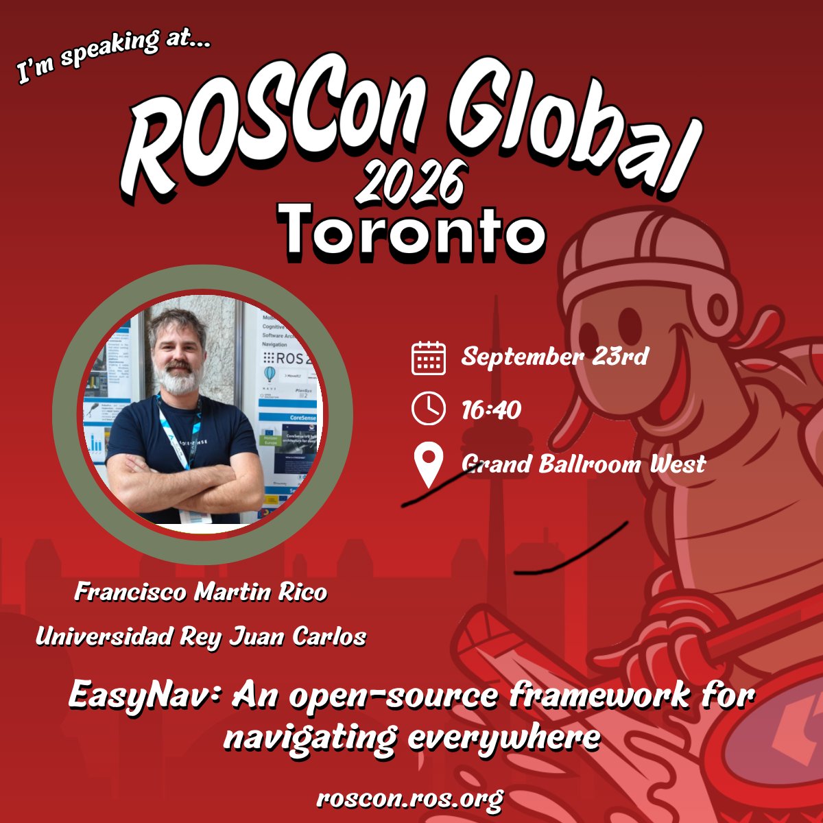 Fmrico's tweet photo. #ROSCon2026 #EasyNav @IntellRobotLabs @urjc https://t.co/UMISQ3Nc38