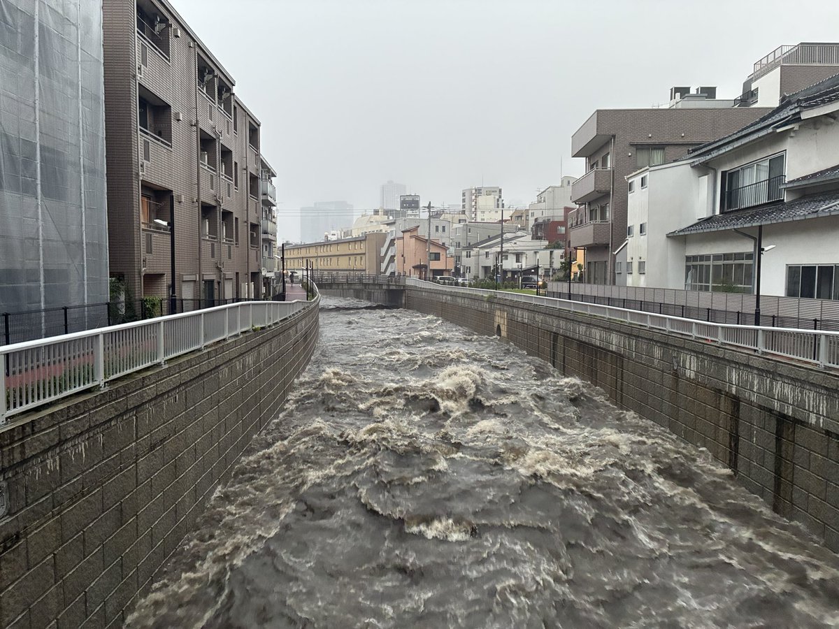 casaobake's tweet photo. 中野新橋駅付近の神田川の様子。
神田川がここまでダイナミックになったの久しぶりに見るなぁ。
#ゲリラ豪雨 https://t.co/QGViMAGnpO