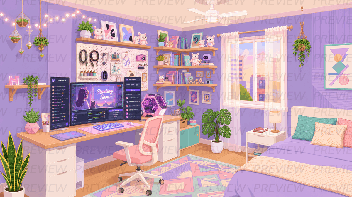 KlyeBOBZI's tweet photo. The lineart is done, the colors are in, and the gaming room has officially come to life. >⩊<
I’ve turned my client’s setup into a detailed little world, I’m so excited to finally show you the finished piece.
#VTuber #VTuberArt #ENVtuber #VTuberCommission #TwitchStreamer https://t.co/qQ1jVW0XoH