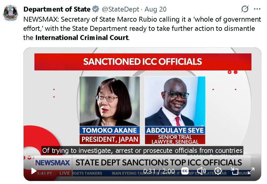 RnaudBertrand's tweet photo. This is absolutely hilarious: the guy on the picture posted by the Department of State is NOT the Abdoulaye Seye from the ICC that they sanctioned.

He is also called Abdoulaye Seye but he works for Unicef, not the ICC - as is obvious from the picture with the Unicef flag (taken from his Linkedin profile: https://t.co/sWVtejD3JF).

In other words, they're so eager to do Israel's bidding against the ICC that they don't even take the time to know what the people they're sanctioning look like. Israeli official accounts, on their end, got the picture right (https://t.co/89FgKzrtGc): they know who they're after.