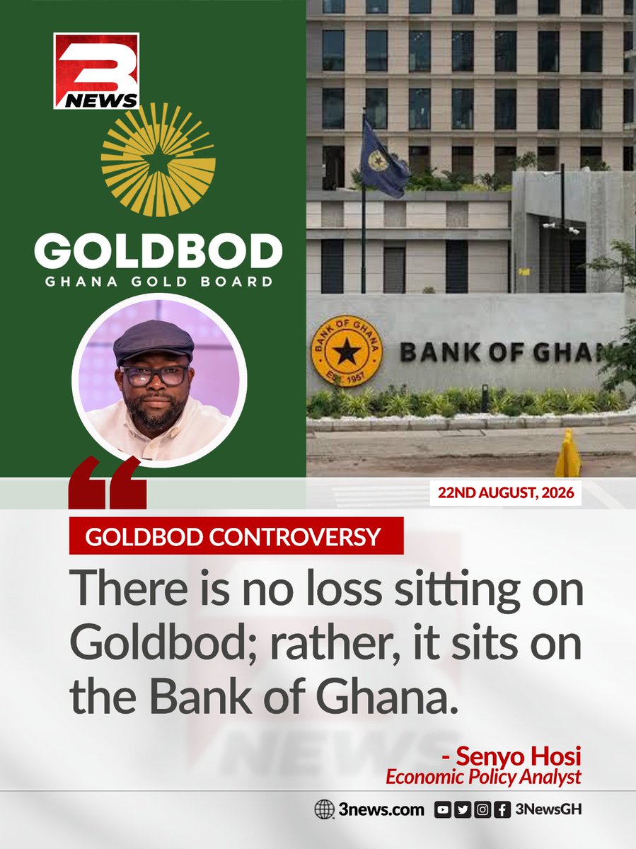 tv3_ghana's tweet photo. Economic policy analyst Senyo Hosi has clarified that the reported US$1.7 billion loss is not on GoldBod's books but on the Bank of Ghana's balance sheet. 

#TheKeyPoints #TV3GH https://t.co/dVkT0xuSVU